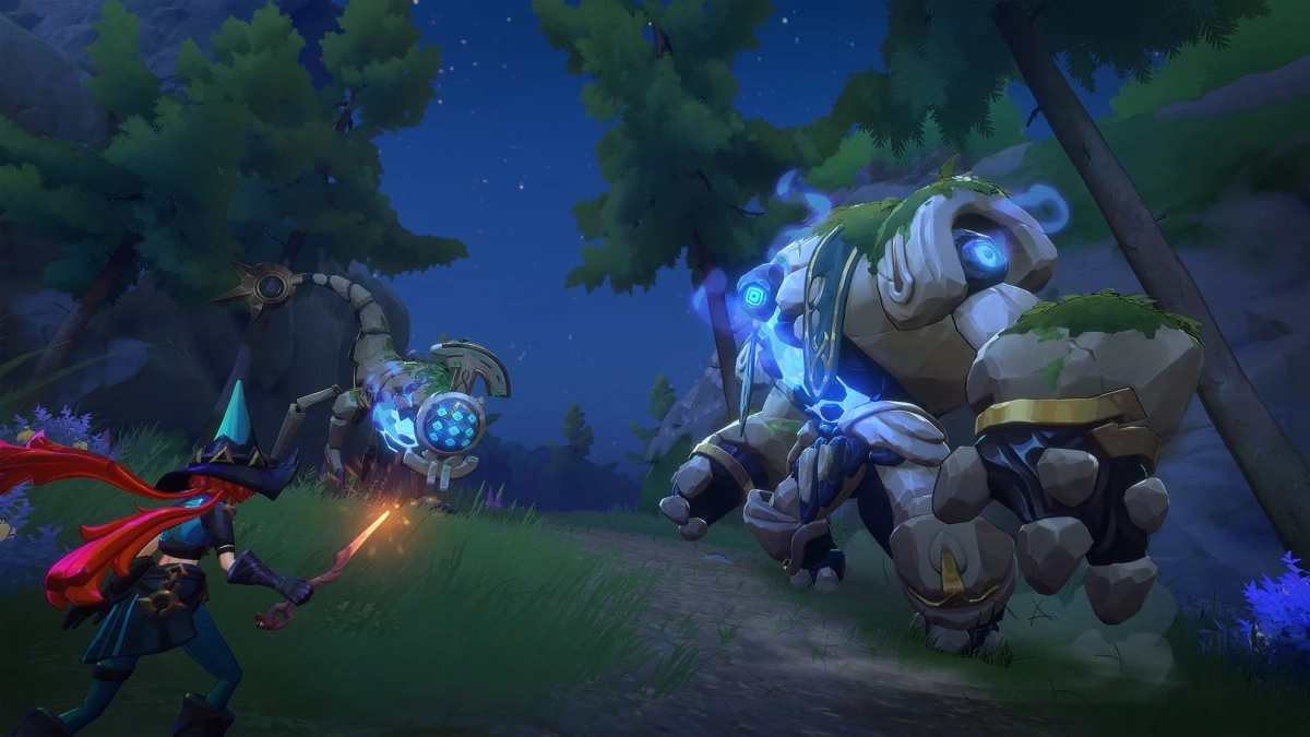 魔女とゴーレムの戦闘