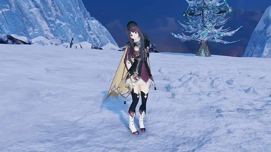 雪景色の中の女性キャラクター