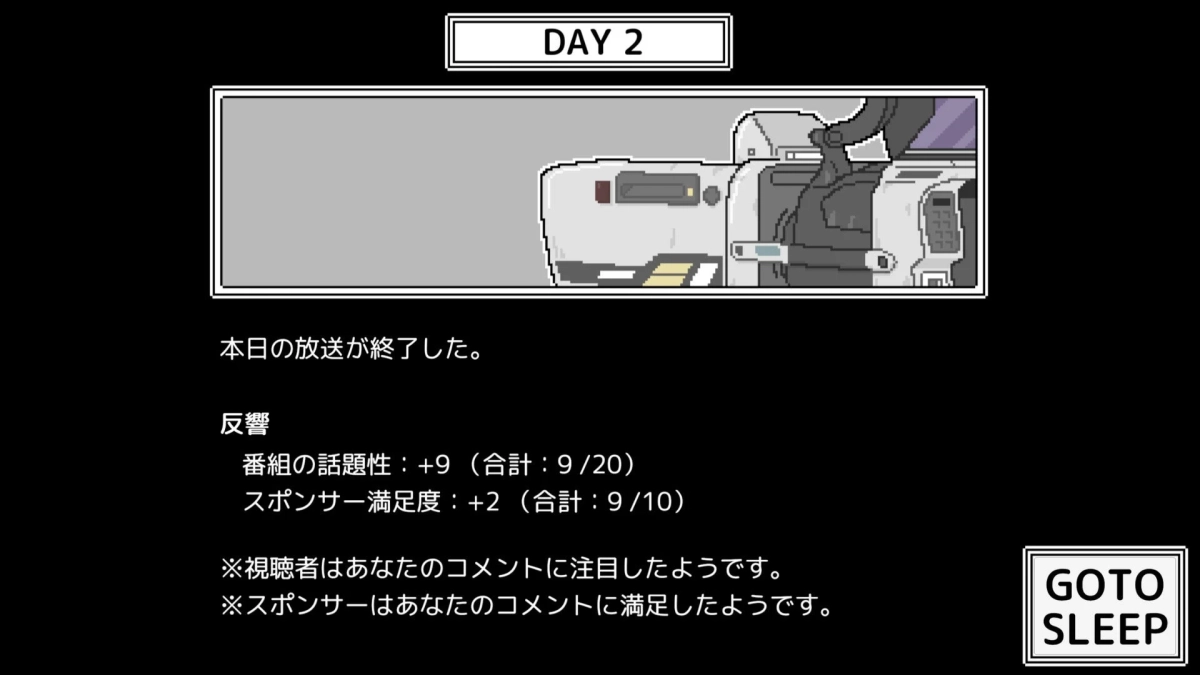 ゲーム画面：放送終了結果