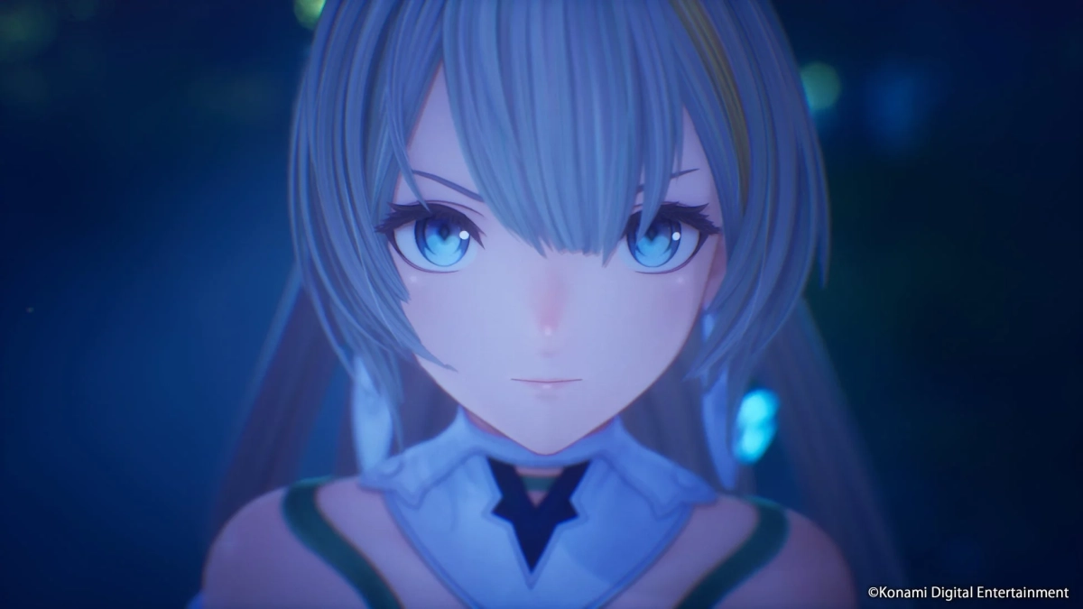 青い瞳と青い髪の女性キャラクター