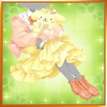 ポムポムプリンのぬいぐるみを抱えたアバター