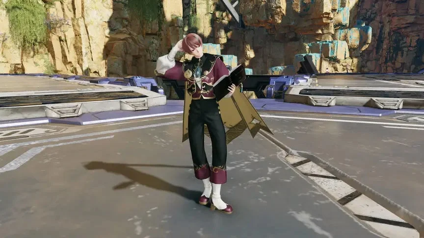 本を持つ男性キャラクター