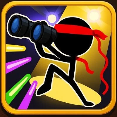 棒人間が双眼鏡を覗く