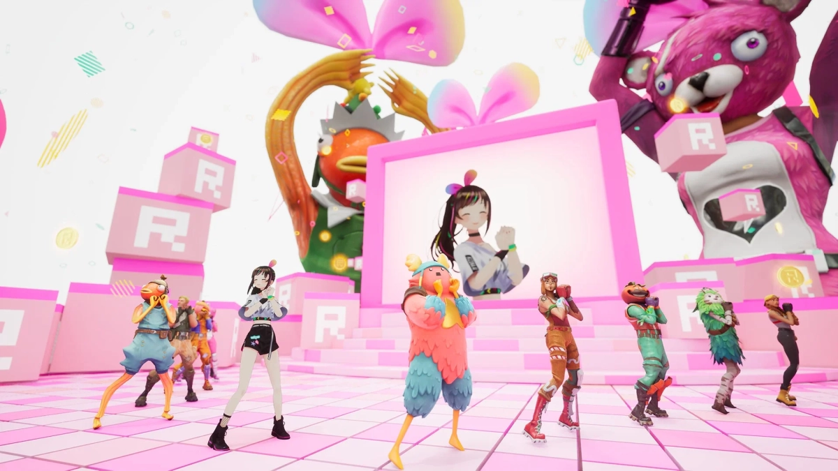 フォートナイトのキャラクターが集まる空間