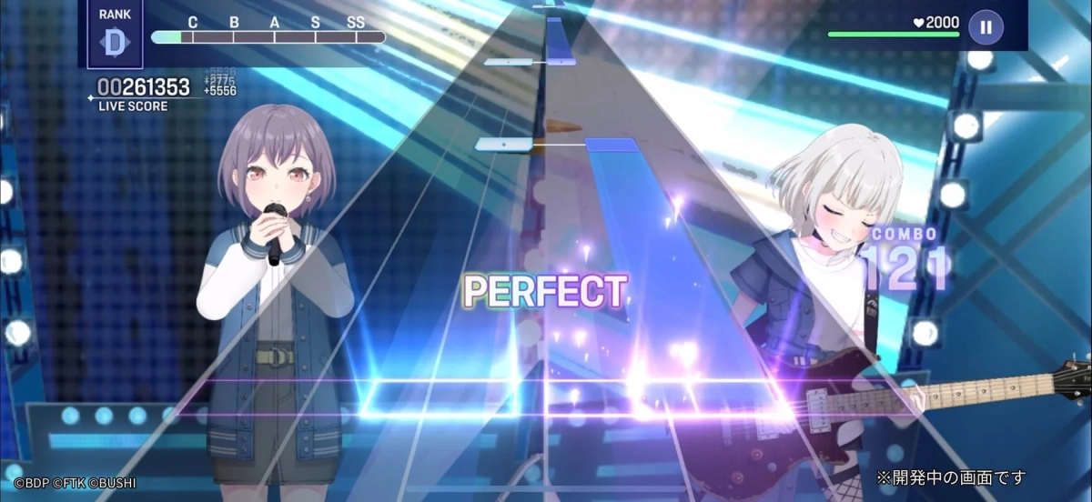 リズムゲームのプレイ画面