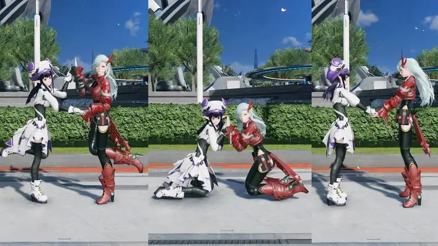 SF的な衣装の2人の女性キャラクター