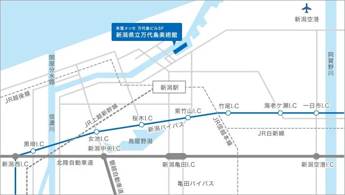 新潟県立万代島美術館周辺地図