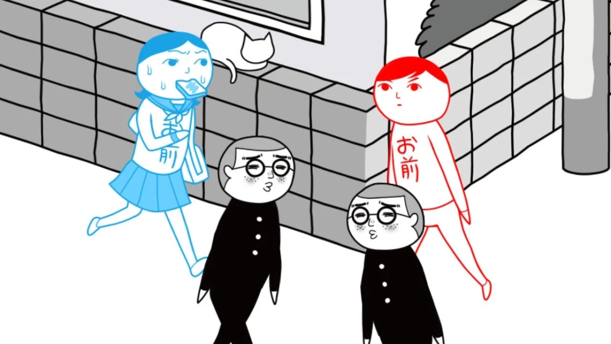 食パンをくわえた女子学生のイラスト