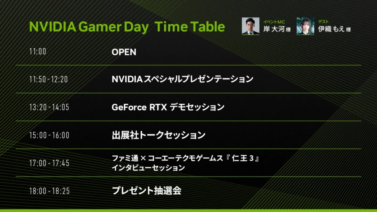 NVIDIA Gamer Day タイムテーブル