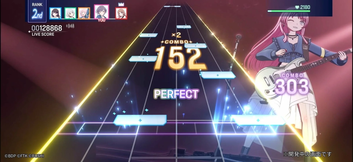 リズムゲームのプレイ画面