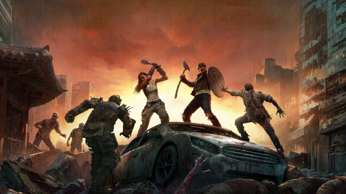 ゾンビと戦う生存者たちの様子