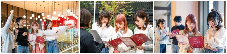 若者グループと冊子