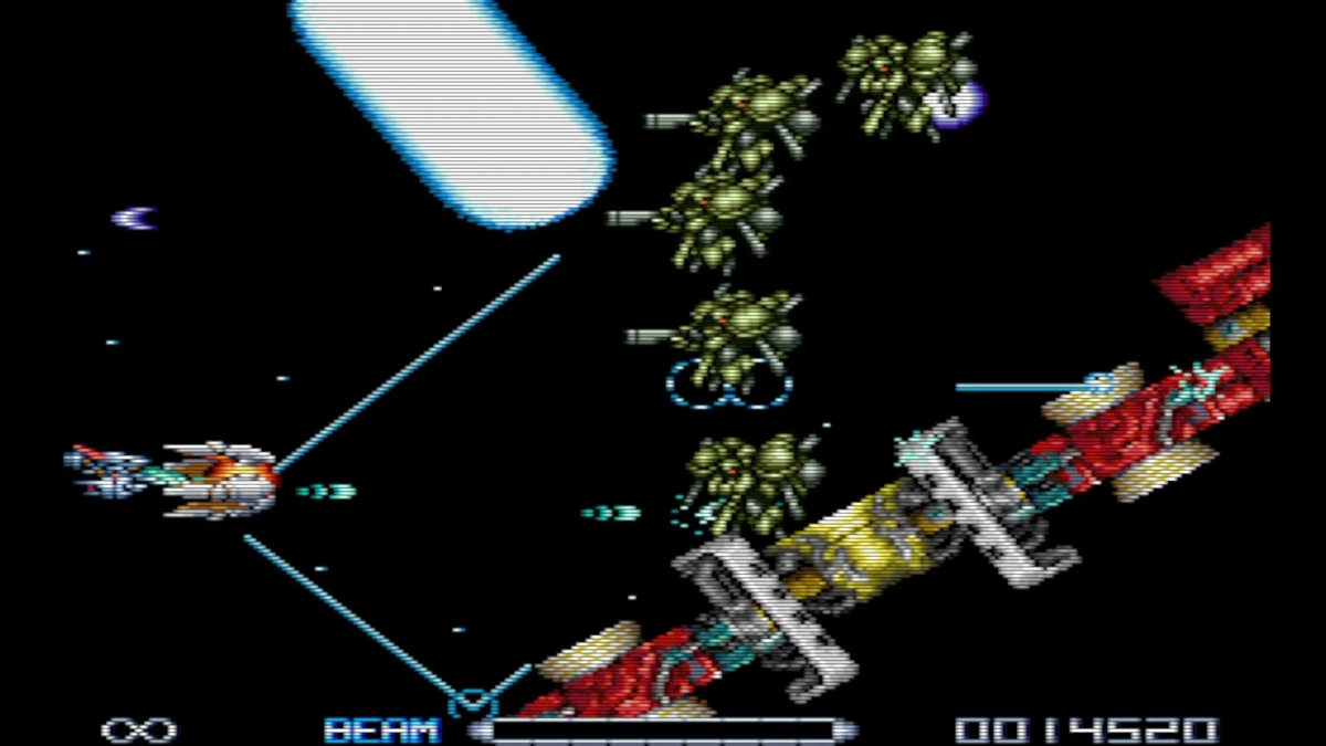 2Dグラフィックのシューティング画面