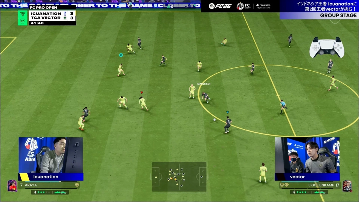 Icuanation選手 vs vector選手の試合画面