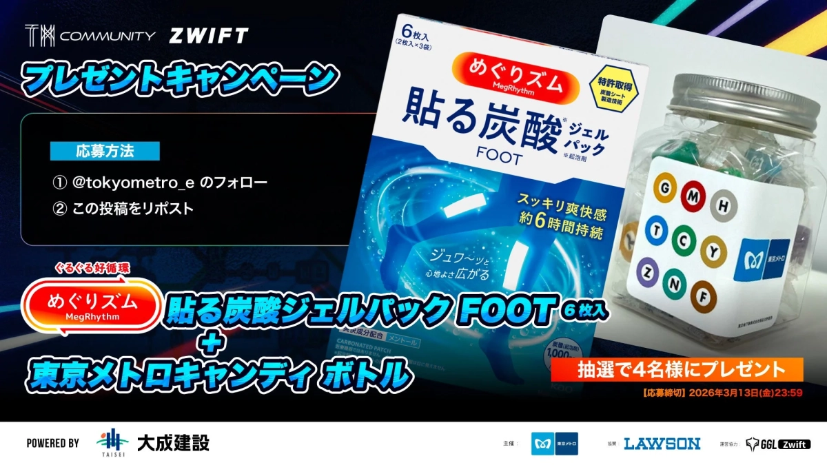 めぐりズムと東京メトロキャンディボトルが当たるプレゼントキャンペーンの告知