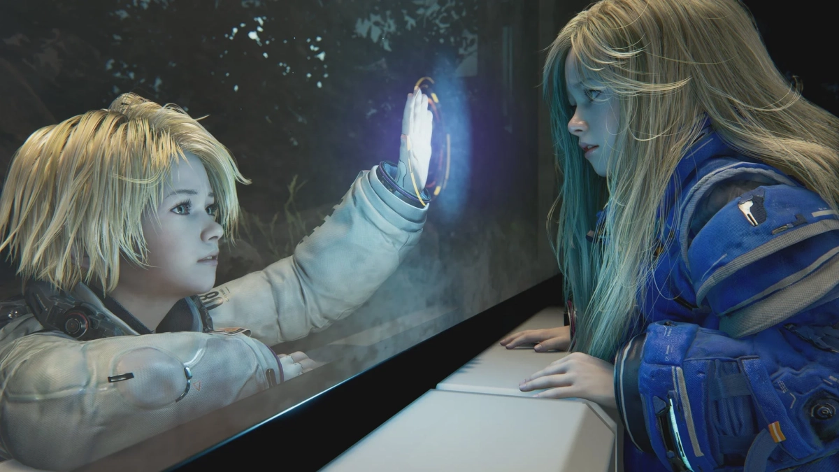 未来的な衣装の女性