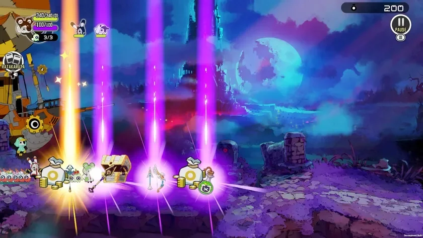 ゲーム,ファンタジー,キャラクター,サイドスクロール,アクション,RPG,宝箱,アイテム,月,城,夜,光,船,アニメーション