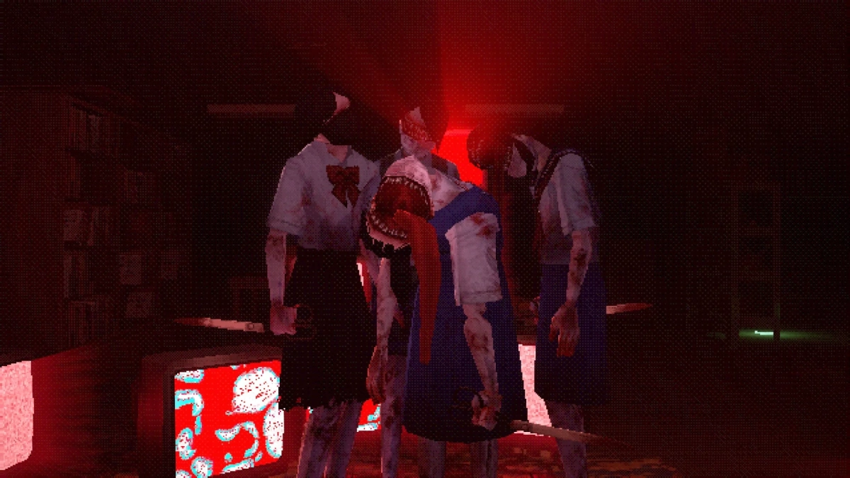 血まみれの制服を着たゾンビのような女子学生