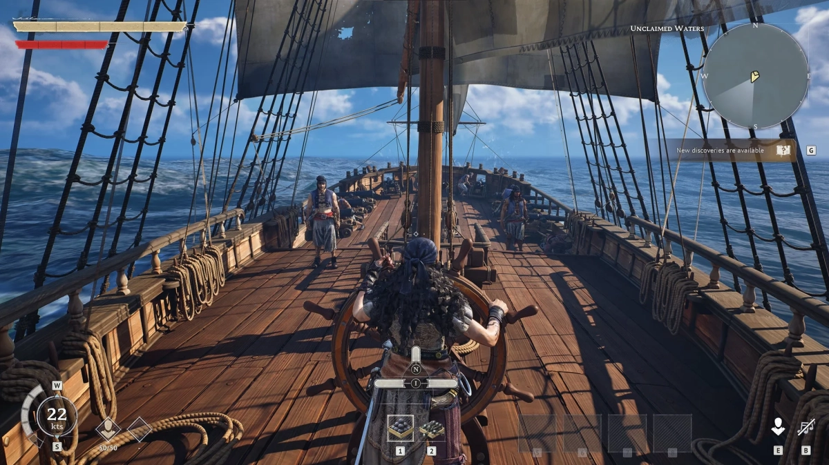 帆船を操縦するプレイヤー