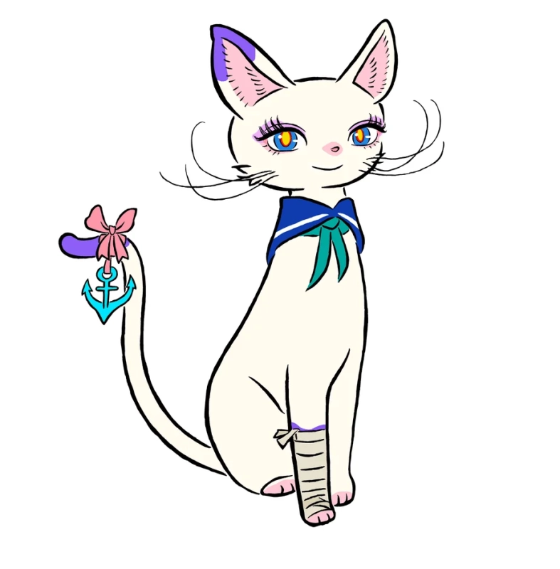 セーラー服を着た猫のイラスト