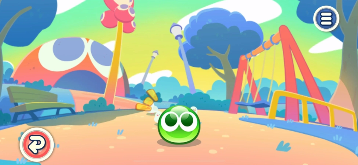 緑色のぷよが公園にいる様子