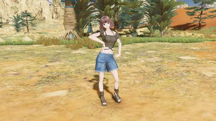 女性キャラクター、砂漠背景