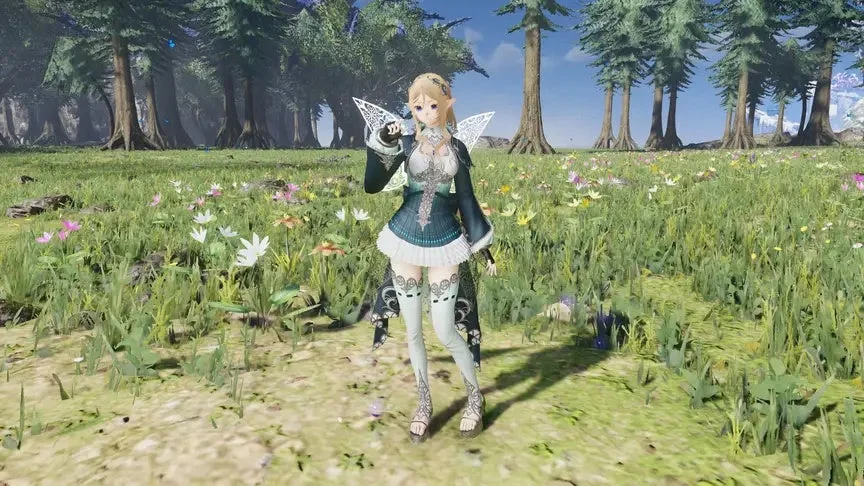 金髪エルフ耳女性キャラクターと森