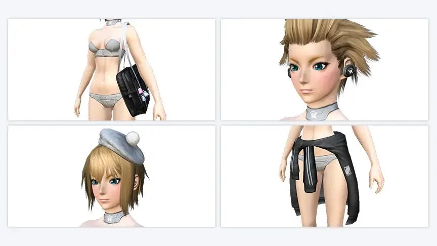 異なる衣装のキャラクター4体