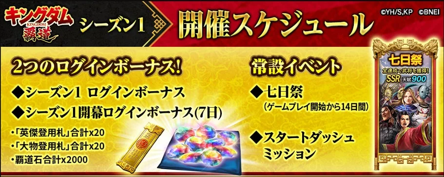 キングダム 覇道 シーズン1 開催スケジュール