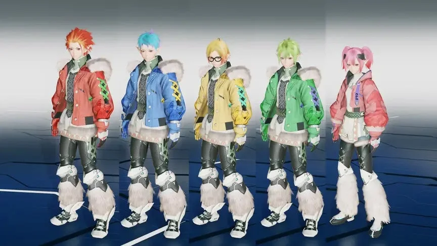 冬の装いの5人のゲームキャラクター