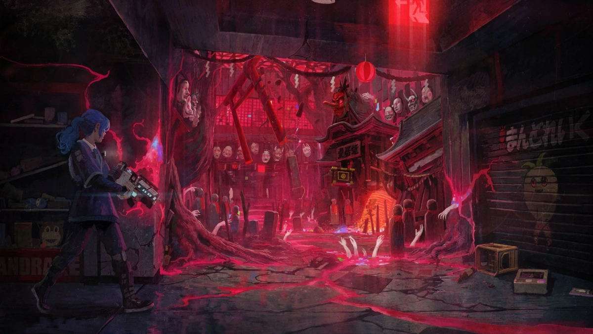 荒廃した和風の異世界を探索する少女