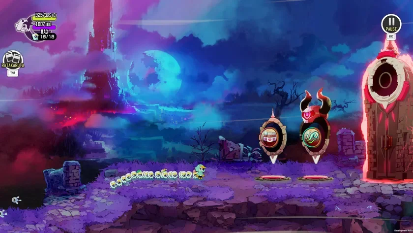 ビデオゲーム,サイドスクロール,ファンタジー,夜,月,城,キャラクター,UI,パープル,アクションアドベンチャー,インディーゲーム,謎めいた構造物,ミニオン