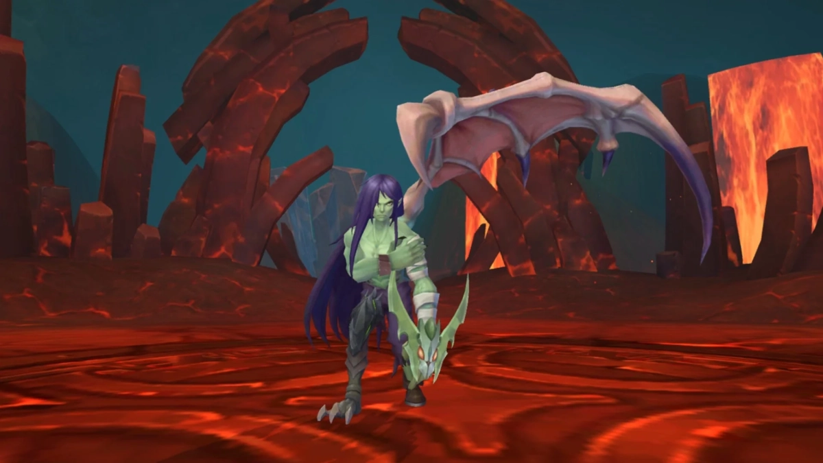 緑色の肌と翼を持つキャラクター