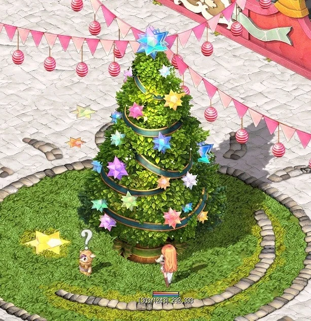 クリスマスツリーのようなものとキャラクター