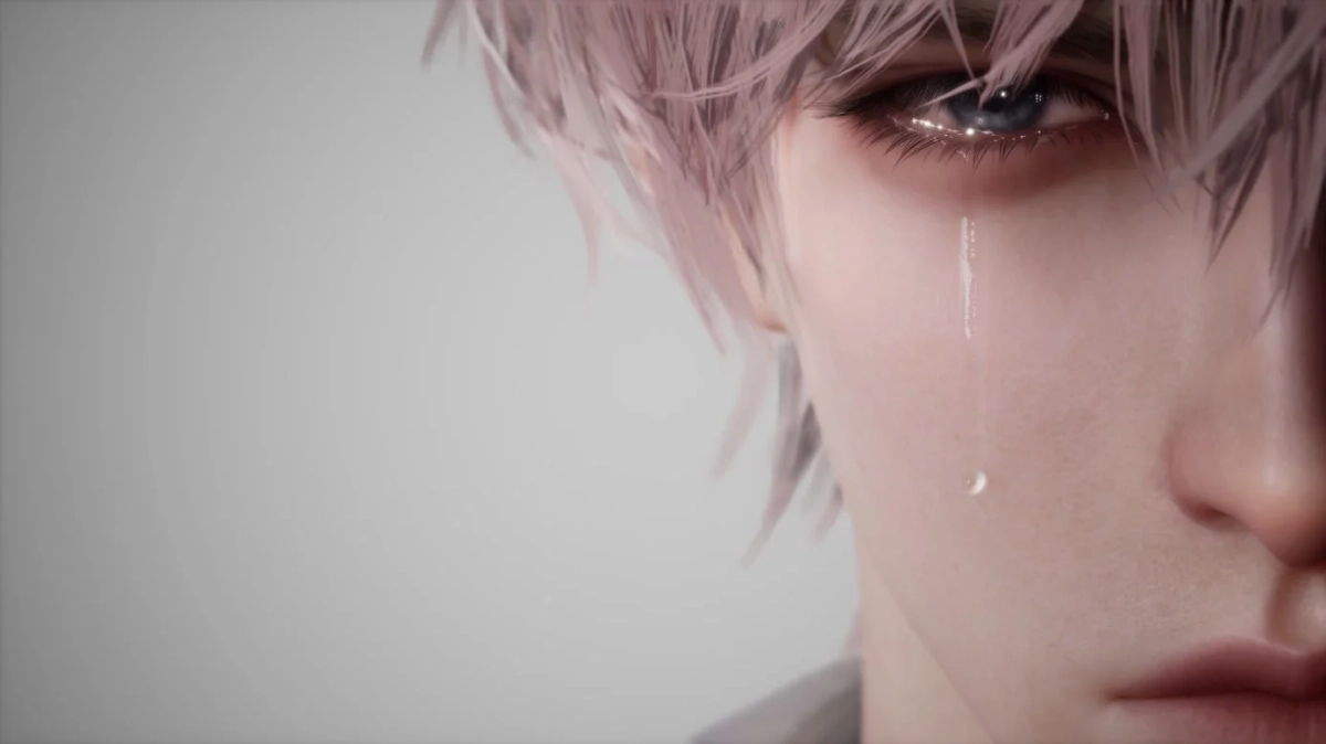 涙を流す男性キャラクター