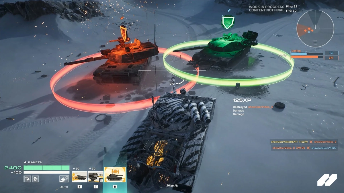 ゲームプレイ画面 - 雪原での戦闘