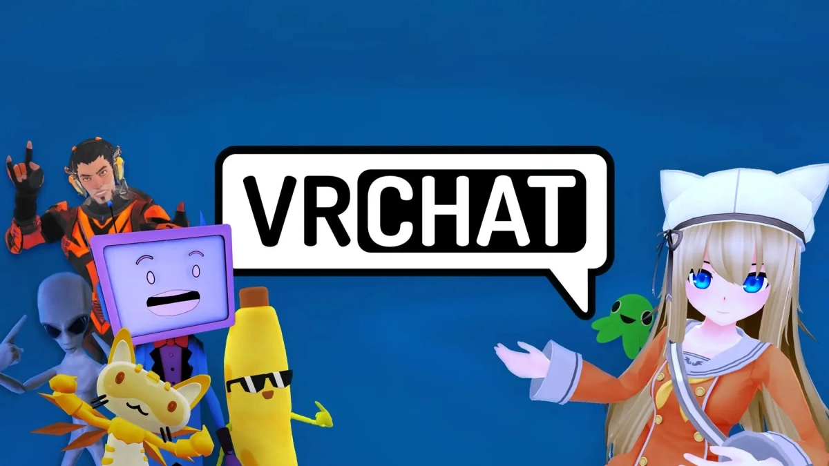 VRChatのロゴとアバター
