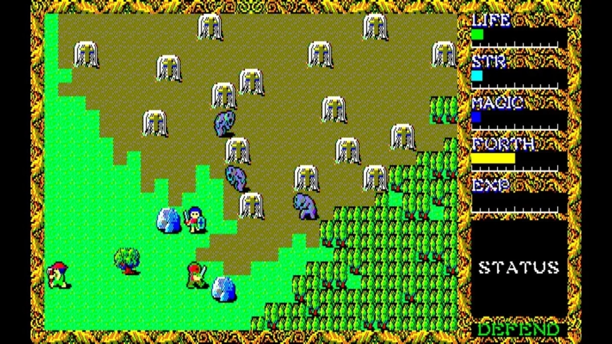 レトロなRPGゲームのフィールド画面