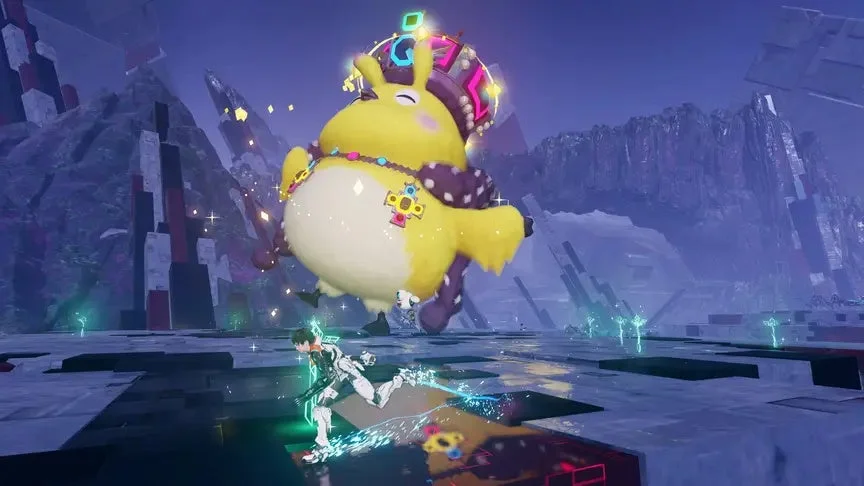 キャラクターと巨大モンスターの戦闘