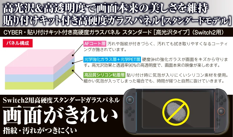 Switch2用高硬度スタンダードガラスパネル機能説明