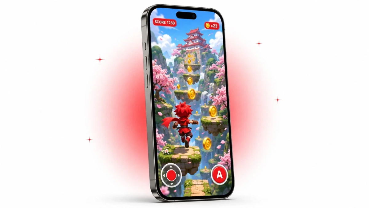 スマートフォンでのモバイルゲーム画面
