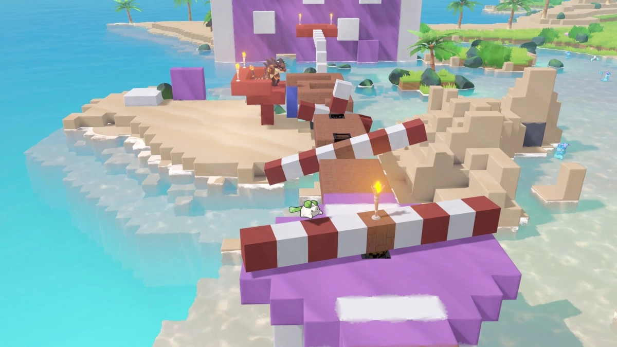 ブロックで構成されたファンタジーゲームの風景