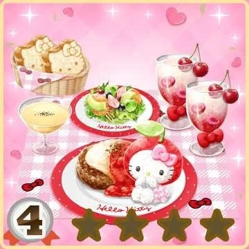 ハローキティテーマの食卓、ハンバーグなど