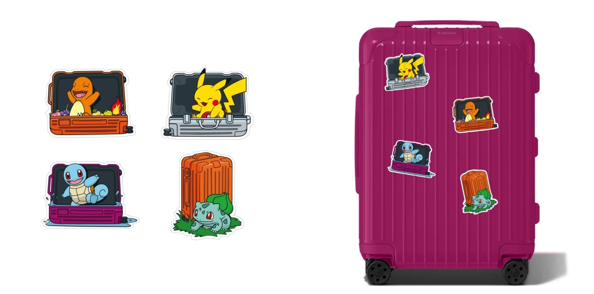 ポケモンのステッカーと貼られたスーツケース