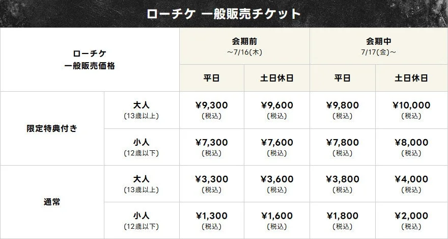 チケット料金表