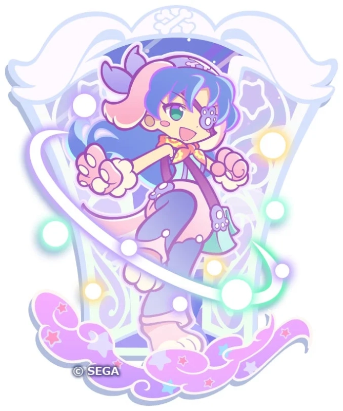 パステルカラーで描かれた、獣耳と肉球のような手を持つ可愛らしいアニメキャラクターのイラスト