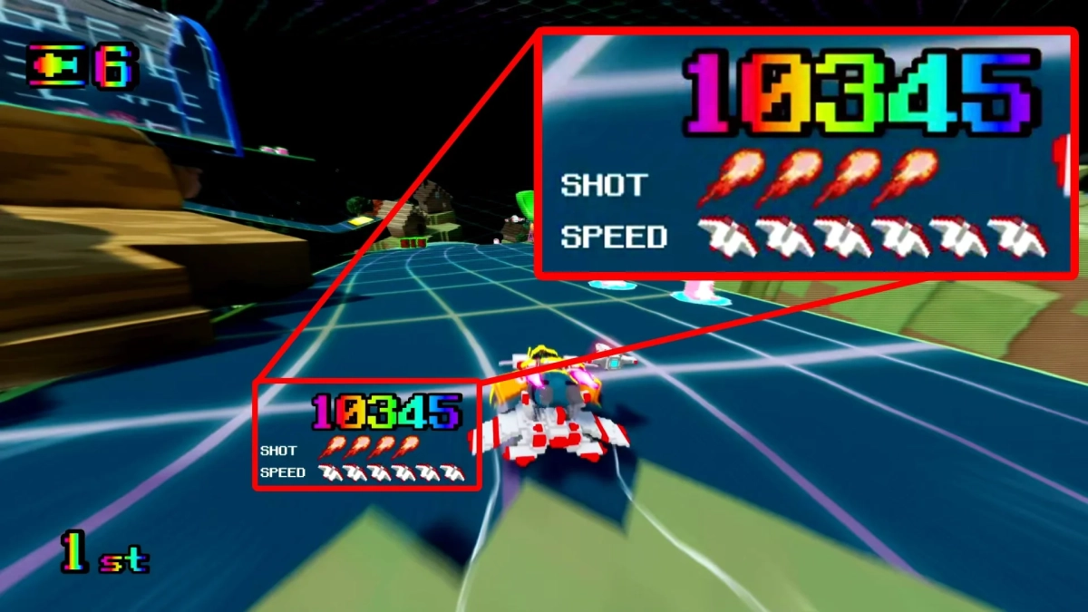 UIにSHOTとSPEED表示のあるレース画面