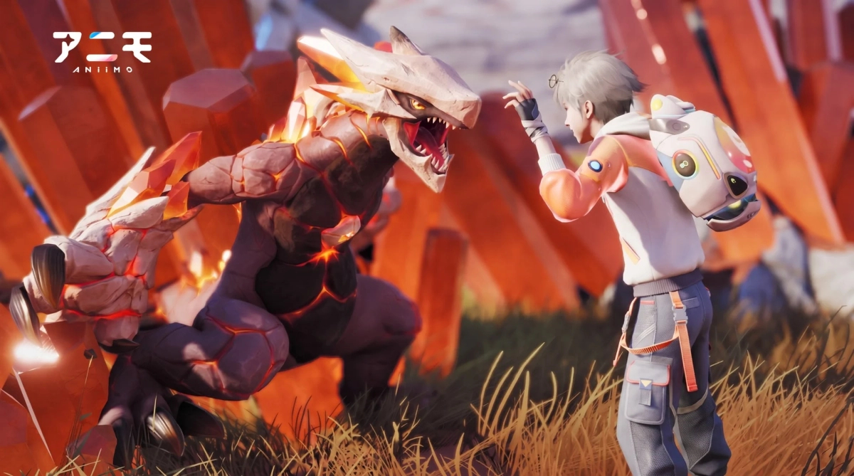 少年が巨大モンスターと対峙するシーン