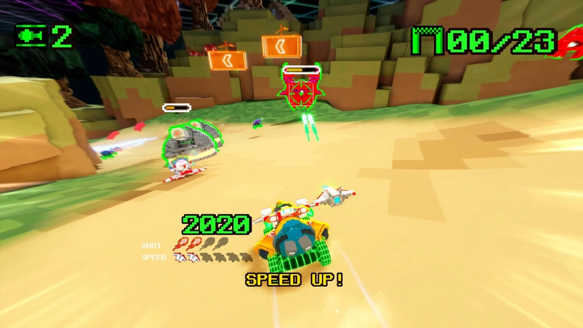 ボクセルアートのレースゲーム画面