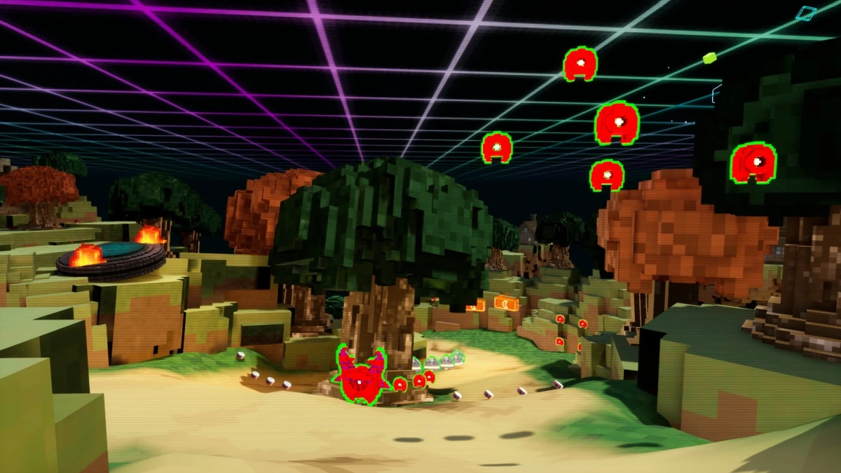 3Dピクセルアートのゲーム画面、クリーチャー